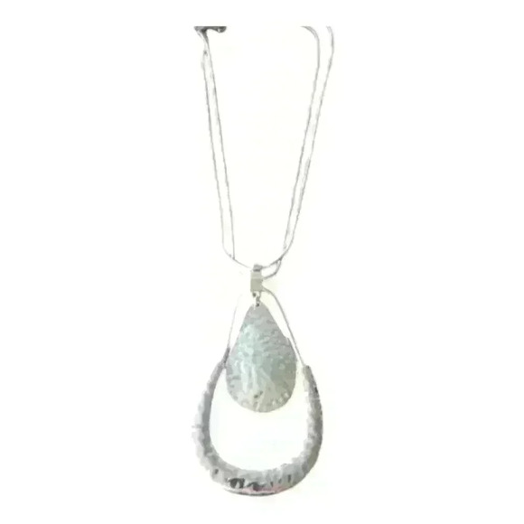 Silver rope two-tier teardrop necklace - Picture 1 of 4
